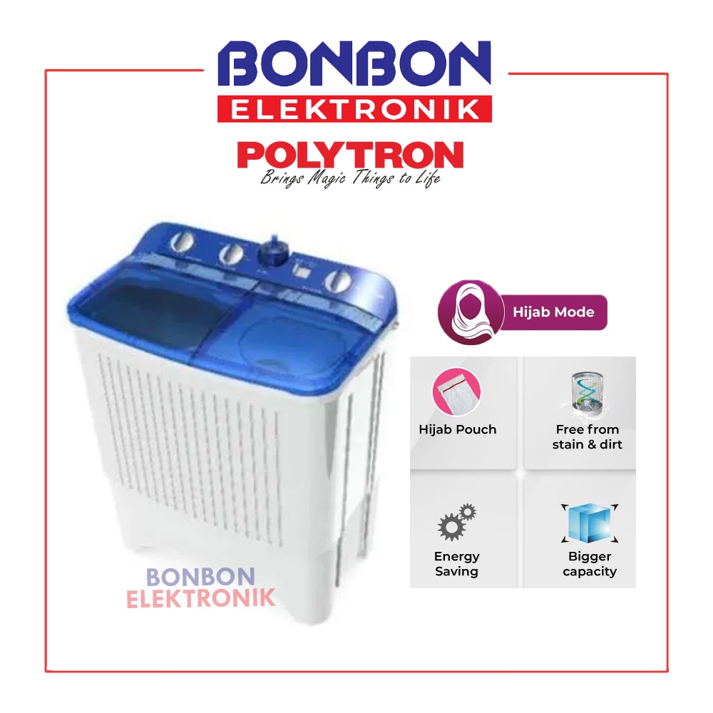 Polytron Mesin Cuci 2 Tabung 9.5KG PWM-9572B / PWM 9572 B / PWM9572