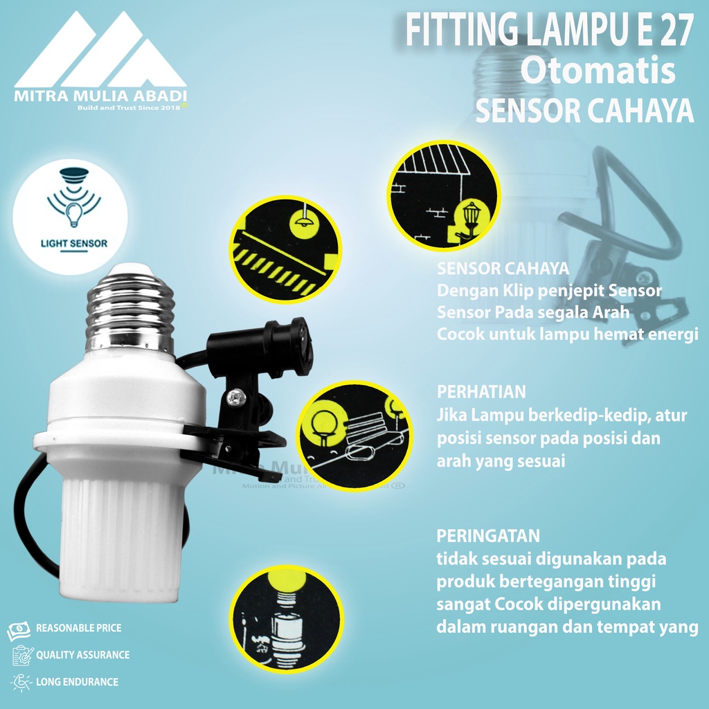 Fitting Lampu Otomatis sensor Cahaya model E27