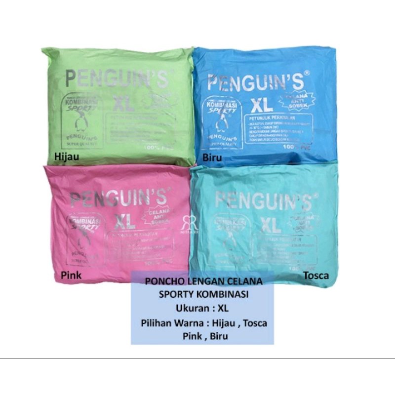 Jas Hujan Ponco Lengan Celana Penguin Kombinasi Sporty Dewasa Pria Wanita Terlaris / Raincoat Penguins Phonco 369 / Mantel Cewek Cowok Remaja Terbaru Murah Berkualitas / Terusan poncho  Elephant Gajah Zippy Terbaik Batman CelanaTermurah Harga grosir