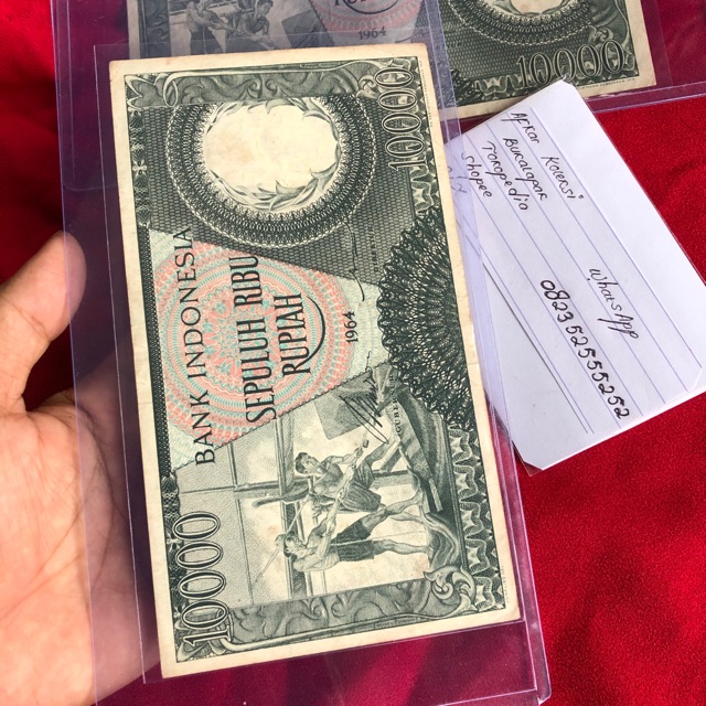 Uang Kuno 10000 Pekerja Hijau VF Plus