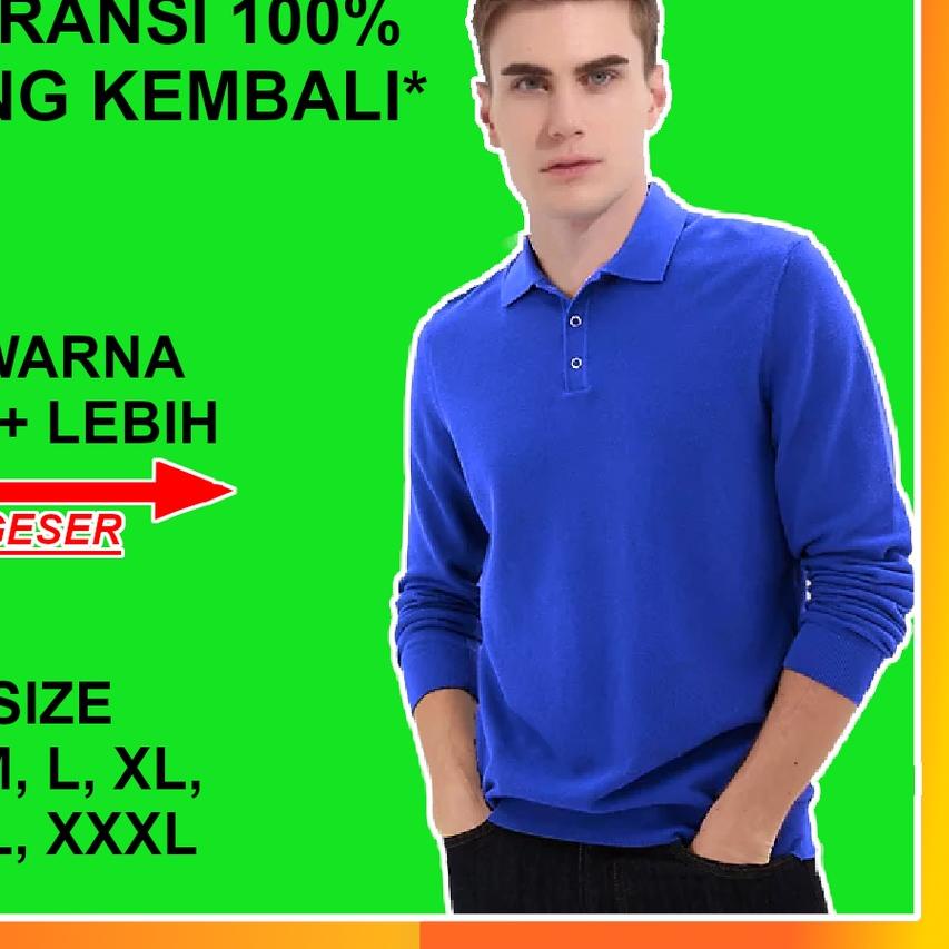 NEW ARRIVAL  1.1 Kaos Lengan Panjang Baju Polo Polos Pria Berkerah T-Shirt Cowo Casual Kaus Krah Hit