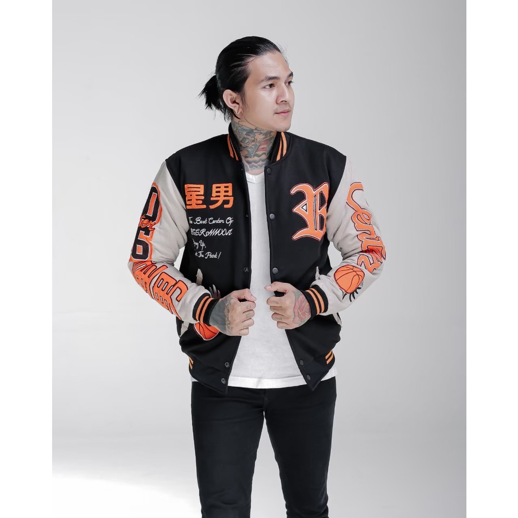 Jaket Varsity CENTER X-07 Jaket Baseball BGSR Original Unisex Cewek Cowok Versity Baseball Pria