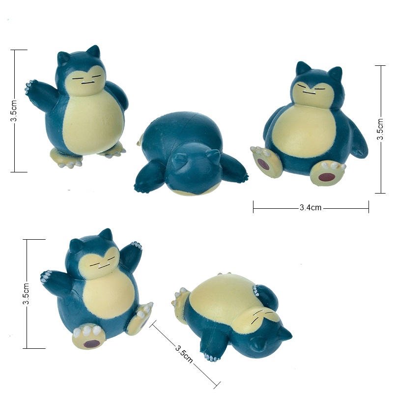 5pcs / Set Mainan Action Figure Model Snorlax Pokemon Catoon Bahan PVC Ukuran 3CM Untuk Hadiah Ulang Tahun Anak