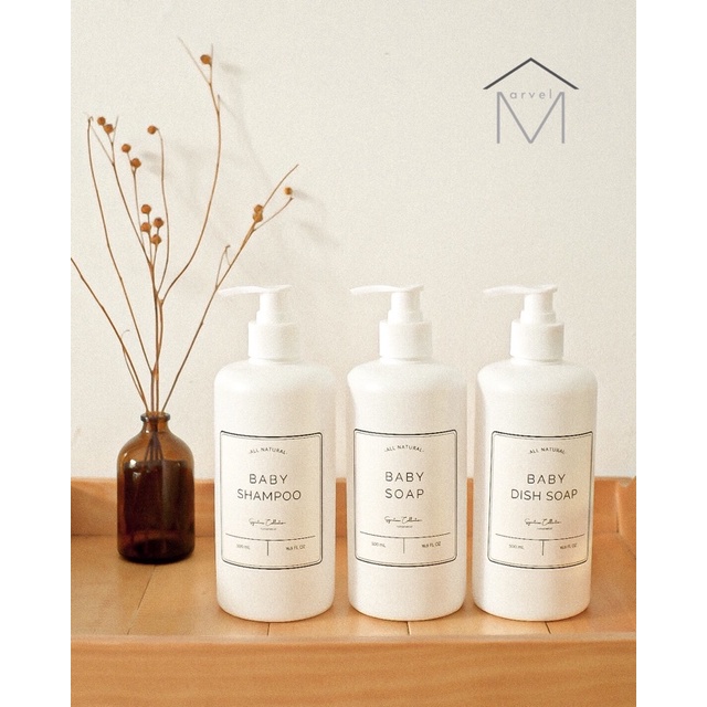 BOTOL SABUN SHAMPOO BAYI 500ML REFILL PUMP MINIMALIS AESTHETIC PUMP 1000ML BABY SOAP