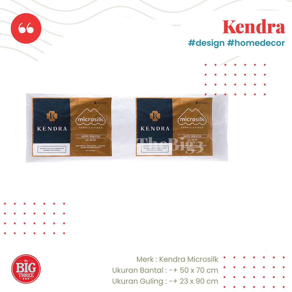 KENDRA - Bantal / Guling Microsilk - Soft Pillow Bolster - Super SIlicon grade AAA - Tidur - Kepala