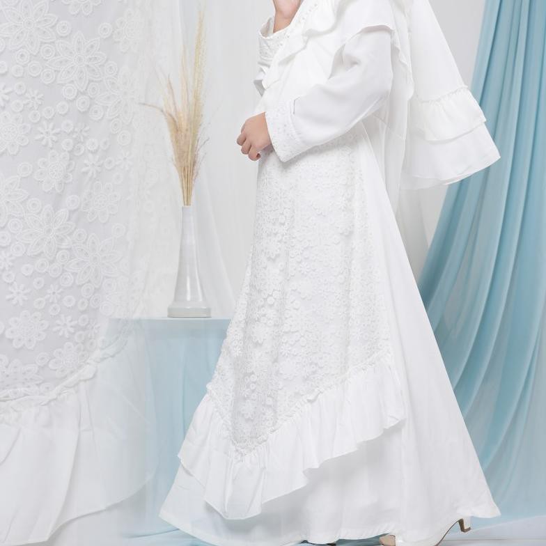 ✩ AGNES Gamis Putih Anak Perempuan Baju Muslim Baju Umroh Anak Baju Lebaran Anak Wanita #524 ☟