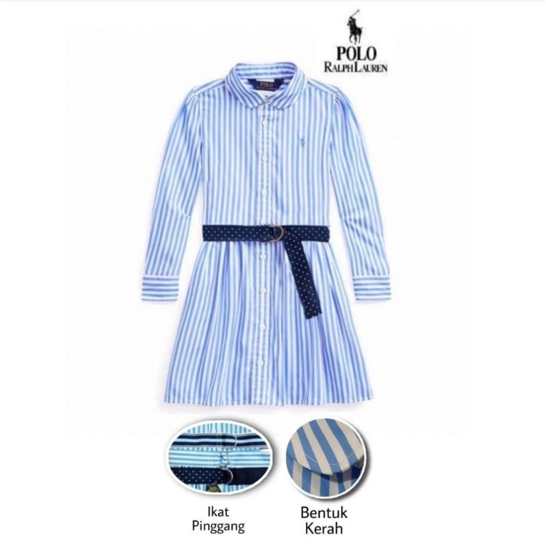 Polo Ralph Laure* - Dress Anak Bayi | Size 18, 24 bulan-Blue Stripes (S)