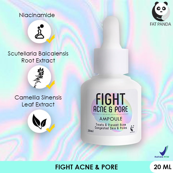 Fat Panda Fight Acne &amp; Pore Ampoule 20ml | Serum Anti Jerawat | Acne Serum