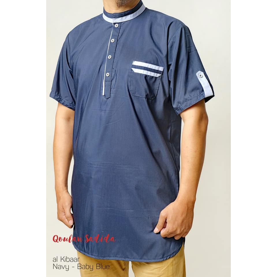 Koko Kurta Dewasa Al Kibaar Navy - Baby Blue by Qoulan Sadida