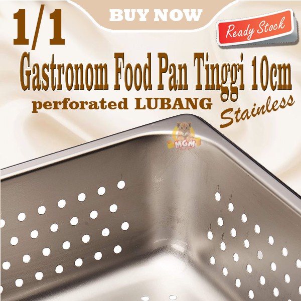 Food Pan Stainless 1/1 Tinggi 100mm Perforated LUBANG Gastronorm