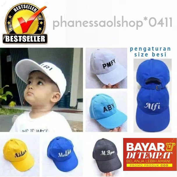 Topi Nama Anak/Topi Anak/Topi Custom Nama/Topi Bordir Nama
