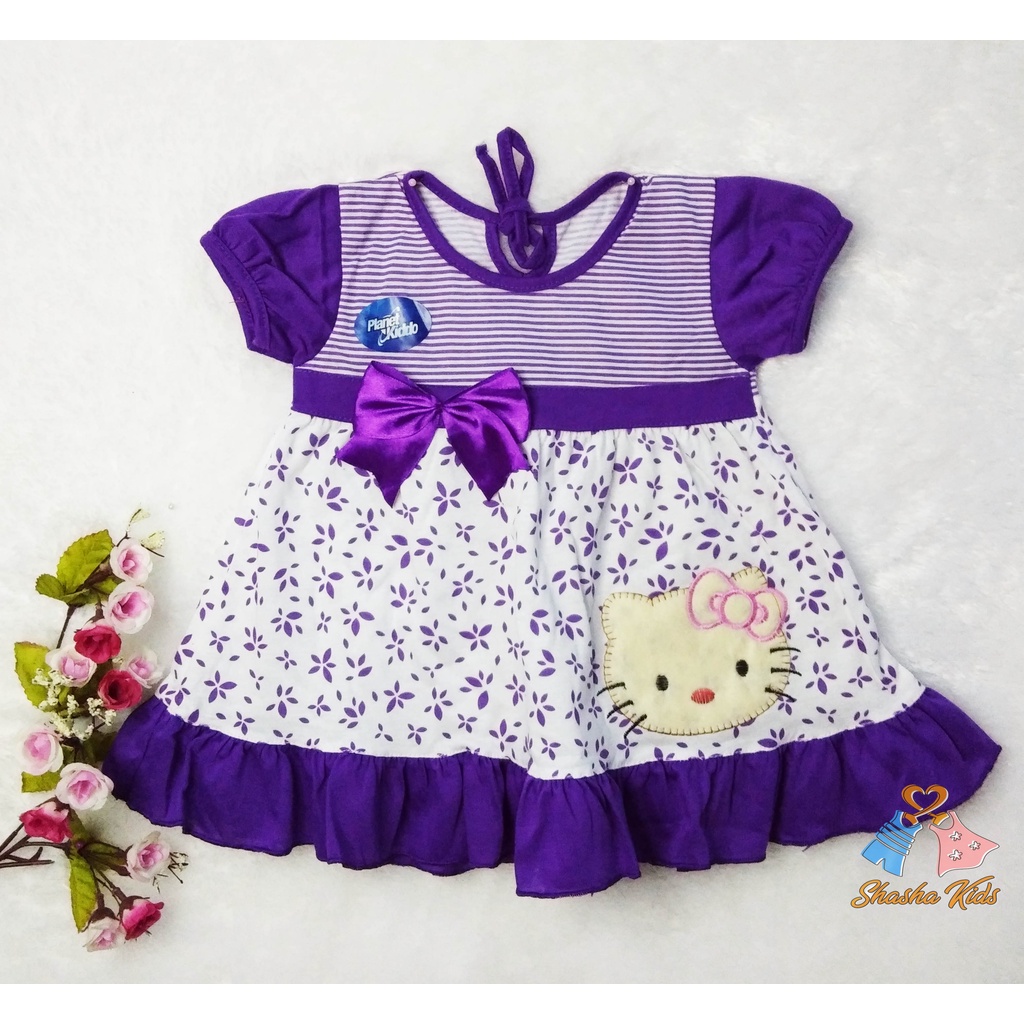 [M-013] Baju Bayi Perempuan/Dress Bayi Perempuan Planet Kids cantik  model balon 0-6 bln