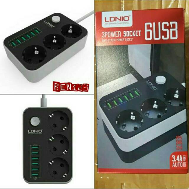 STOP KONTAK/POWER SOCKET LDNIO 6 USB PORT fast charging high Quality