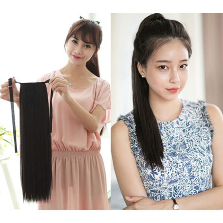 Hair Klip Wanita Ponytail Panjang Lurus Korean Version Hair Extension Rambut Palsu Import