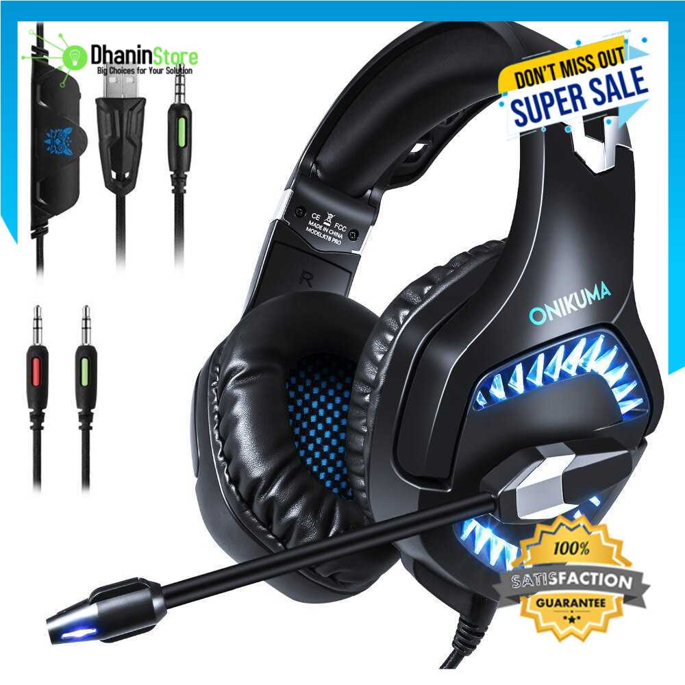 Headphone Henset Headset Gaming Mic Microphone Bando Kabel Super Bass Stereo Original Murah
