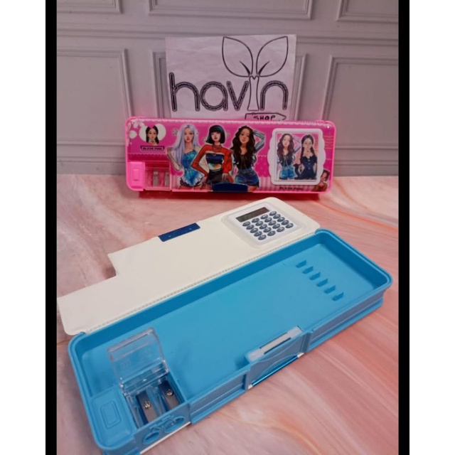 kotak pensil ada kalkulator/pencil case KALKULATOR/TEMPAT PENSIL MAGNET KALKULATOR-BLACKPINK makal