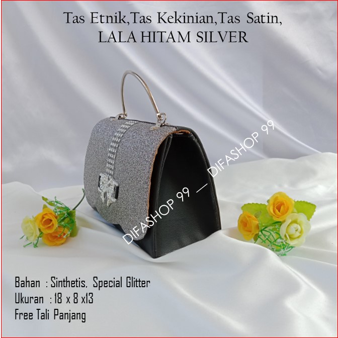 Tas Kecil,Tas Imut,Tas Kondangan,LALA HITAM SILVER,DIFASHOP 99