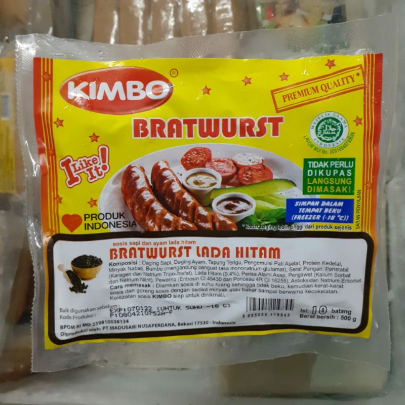 

Kimbo Sosis Bratwurst LADA HITAM 500gr isi 10