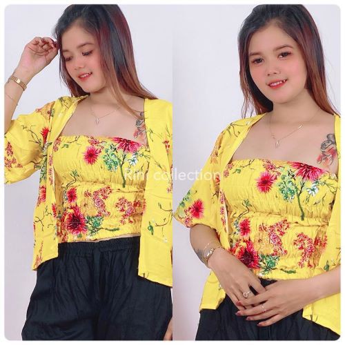 Daster Dress Pakaian  Kekinian Jumbo Murah Busui Panjang -- Cardigan Bali Set KEMBEN BUNGA BALI/CARD