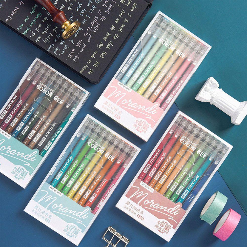 Populer 9pcs Pen Air Perlengkapan Kantor Notebook Diary Morandi Kuas Lukisan
