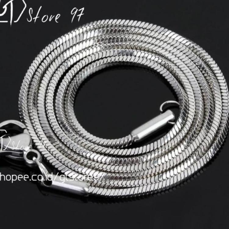 NCL.25Au22ғ ▪ Kalung Titanium Pria Silver Perak Emas Putih Anti Karat Wanita Kalung Pria Cowok Keren