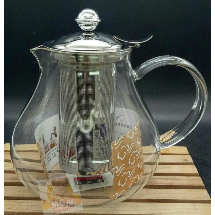 Teko Kaca 1200ml / Teko kopi Teapot Kaca saringan Stainless 1681 -Diskon Besar
