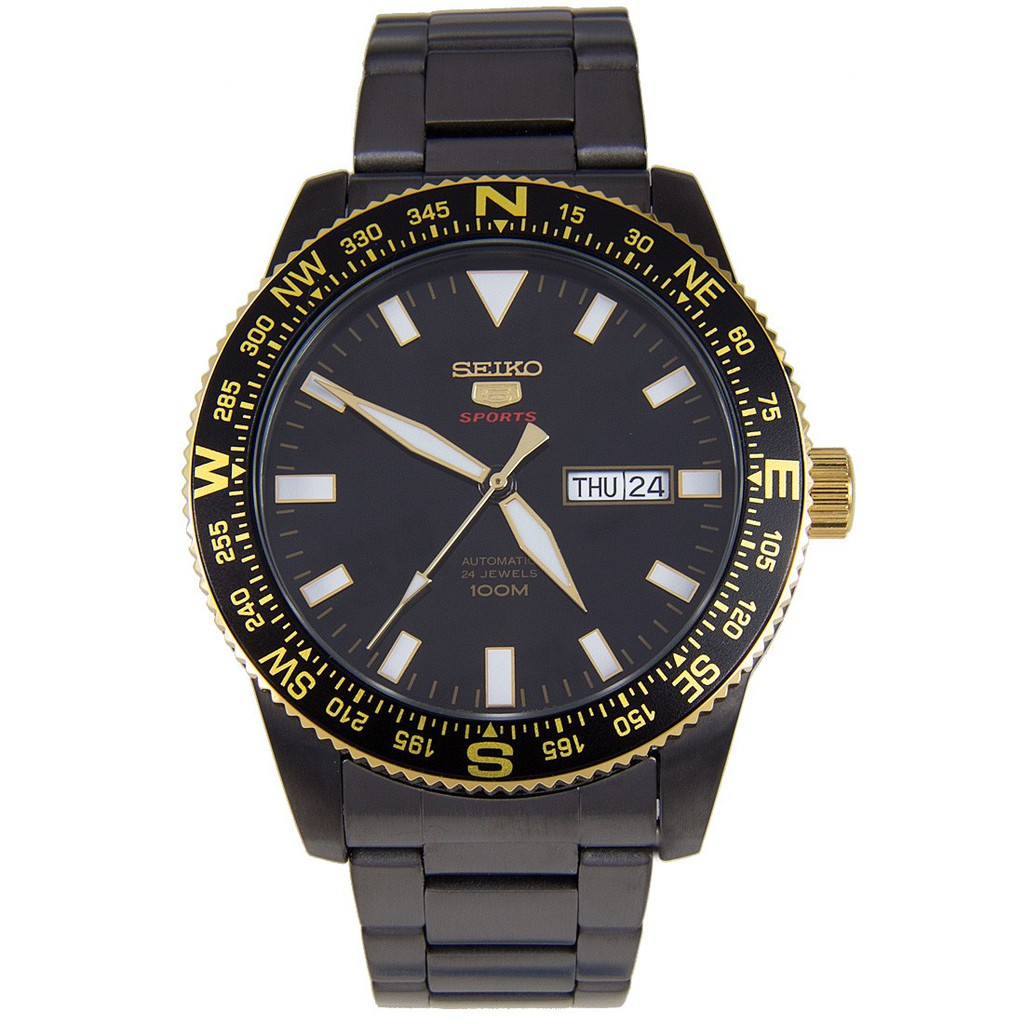 Jam Tangan Pria Seiko 5 Sports Automatic SRP670K1 Stainless Steel Hitam Kuning SRP670