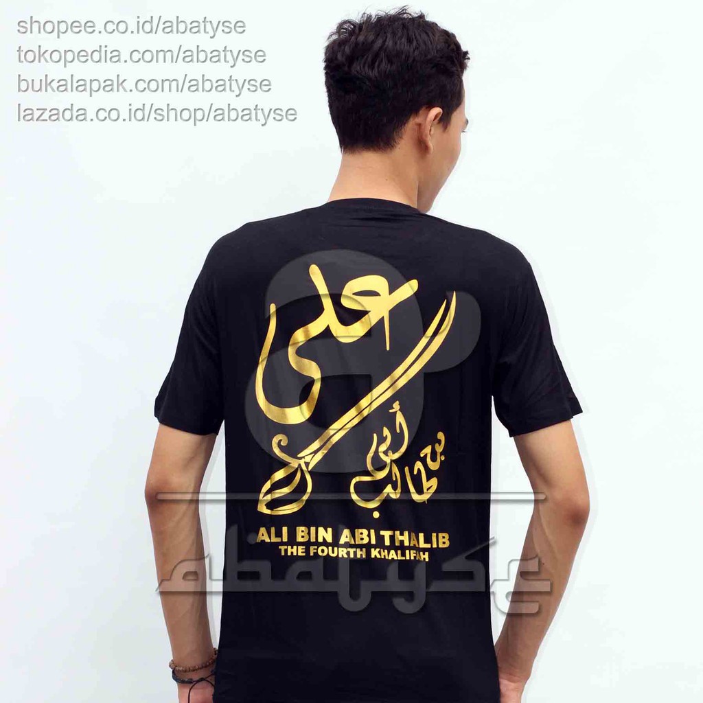 Kaos Ali Bin Abi Thalib Gold Lengan Pendek - Kaos Distro Islamia - Kaos Dakwah Islamia