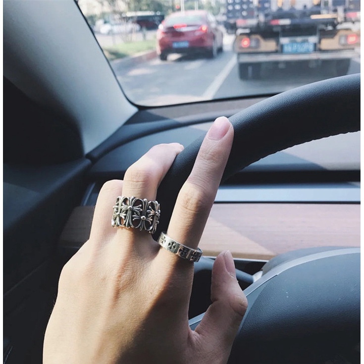 Cincin Desain Gagak Hati Warna Silver Gaya Retro Punk Hip Hop Untuk Pria Dan Wanita