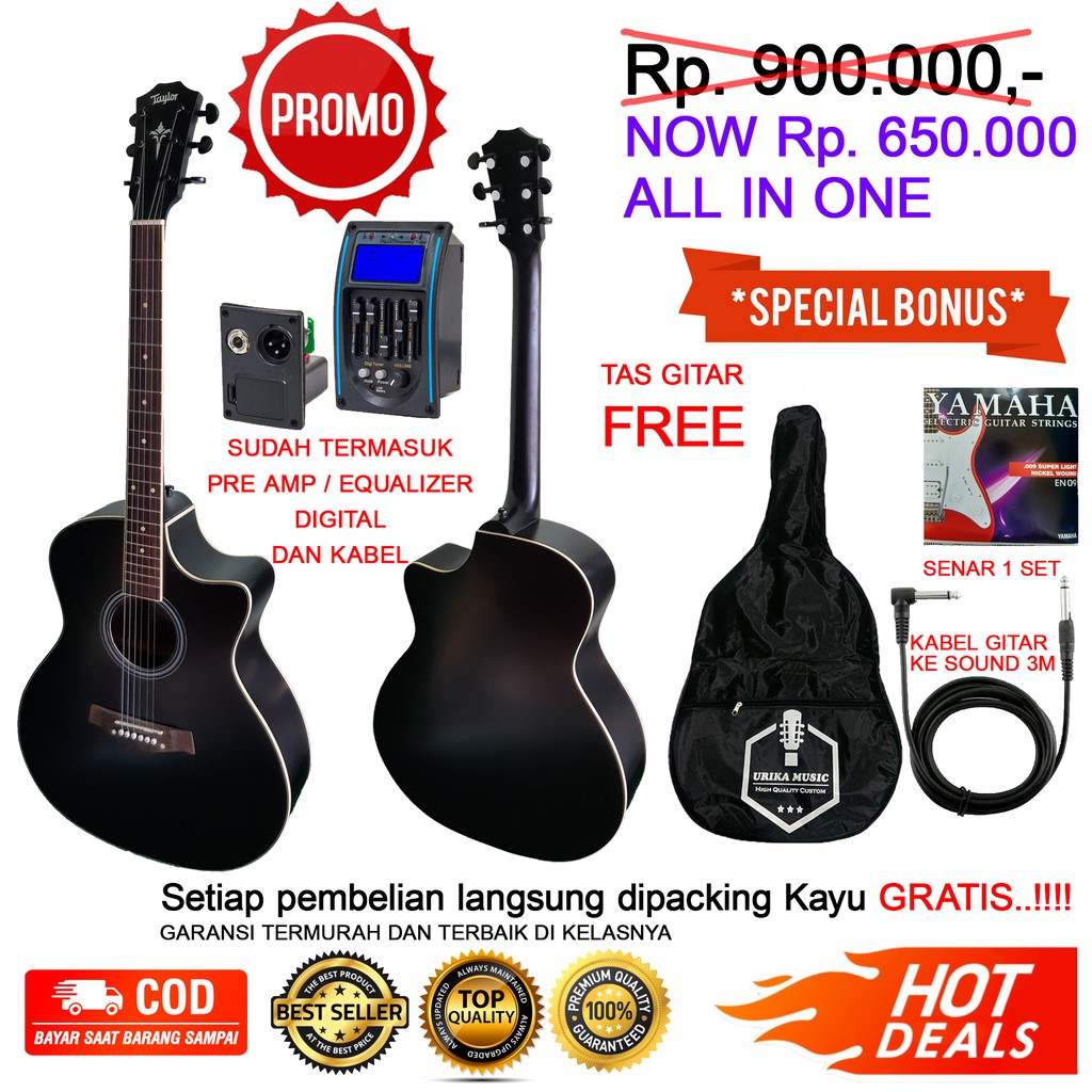 PROMO HOT DEALS GITAR TAYLOR AKUSTIK ELEKTRIK CUSTOM