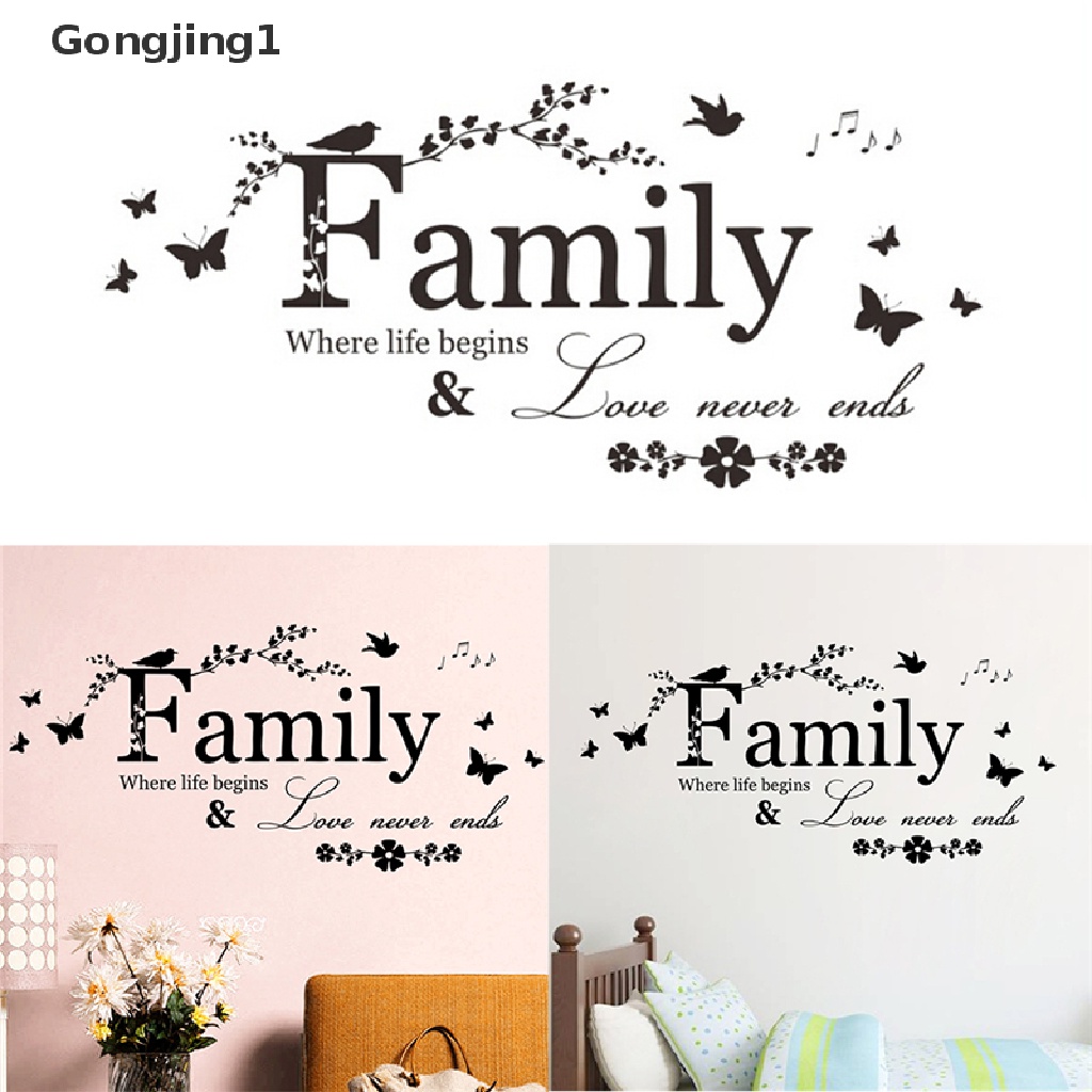 Gongjing1 Family Stiker Dinding Motif Tulisan Quotes Bahan Vinyl Untuk Dekorasi Rumah