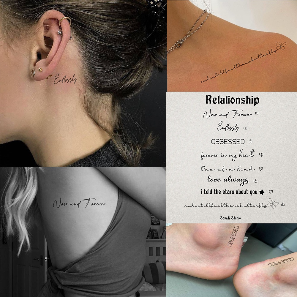 Tattoo Temporary Relationship |Tato Temporer Waterproof tulisan Aesthetic Sebati Studio