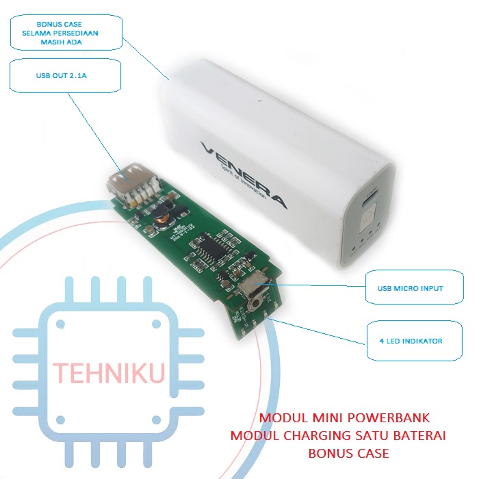 Modul charging power bank satu baterai