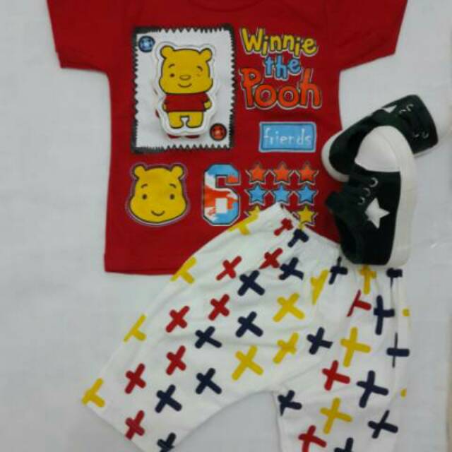 Setelan baju bayi winnie the pooh 0 - 1 1/2 tahun bisa bunyi