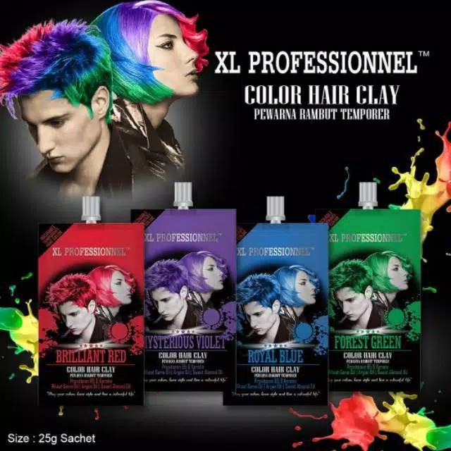 Xl Profesional Color Hair Clay Pewarna Rambut Temporary 25gr Shopee Indonesia