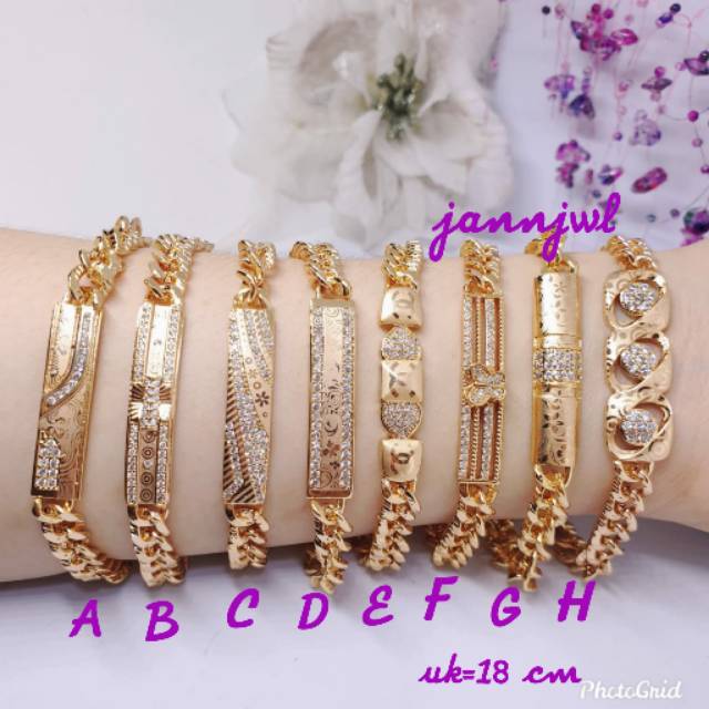 Gelang tangan rantai plat uk 18cm♡GX-1♡