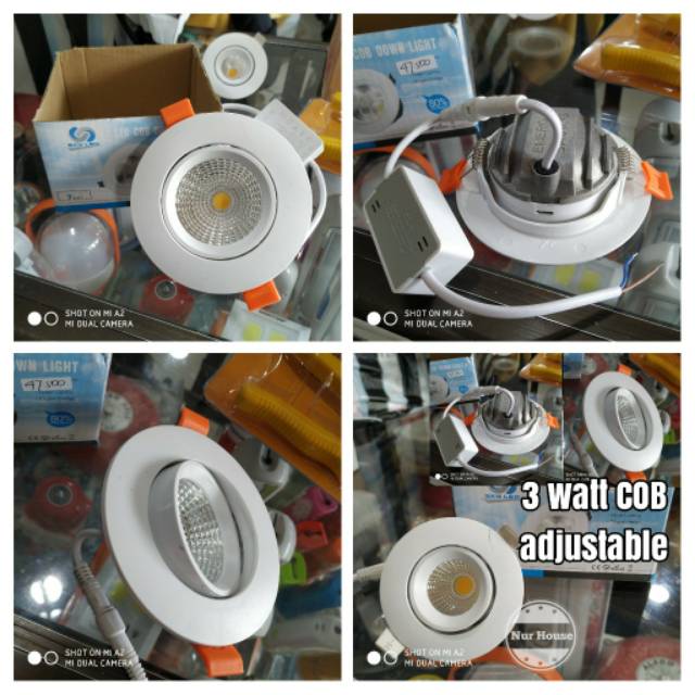 lampu downlight led cob 5 watt warmwhite adjustable