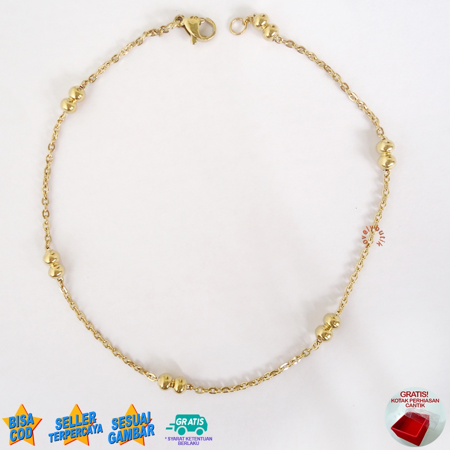 Lovelybutik - Gelang Kaki Dewasa Titanium Anti Karat B3rti Anklet Gelang Kaki Wanita Titanium Model Rantai Biji Lada BONUS TEMPAT PERHIASAN