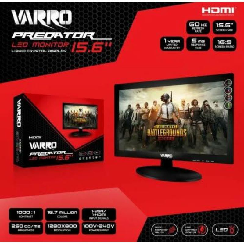 Led monitor 15.6 inch varro garansi resmi original