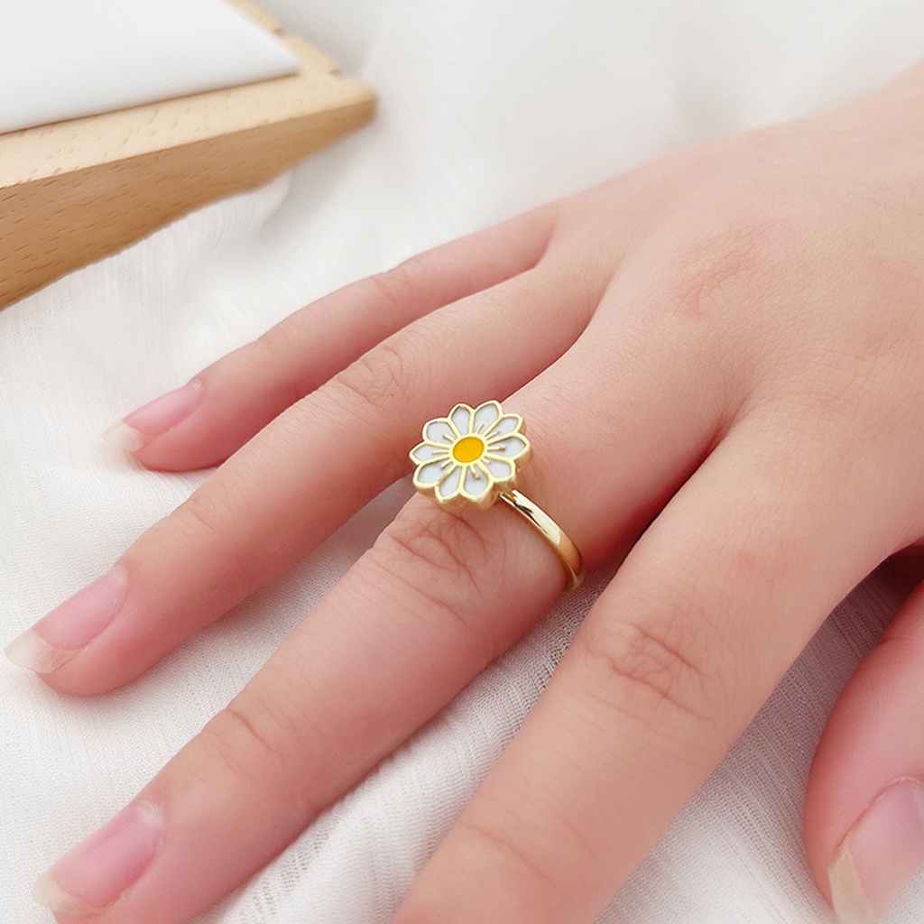 Hu Hu Hu Hu Hu Alat Bantu Pasang Kacamata♡ Cincin Model Terbuka Adjustable Desain Butterfly Chrysanthemum Untuk Wanita