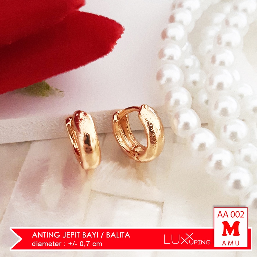 AA 002 Anting Cetik Bayi Murah Anting Balita Diameter Kecil Giwang Bayi Emas Imitasi Anting Jepit Anak Kecil Anting Mas Polos Helix Earrings Luxx Xuping