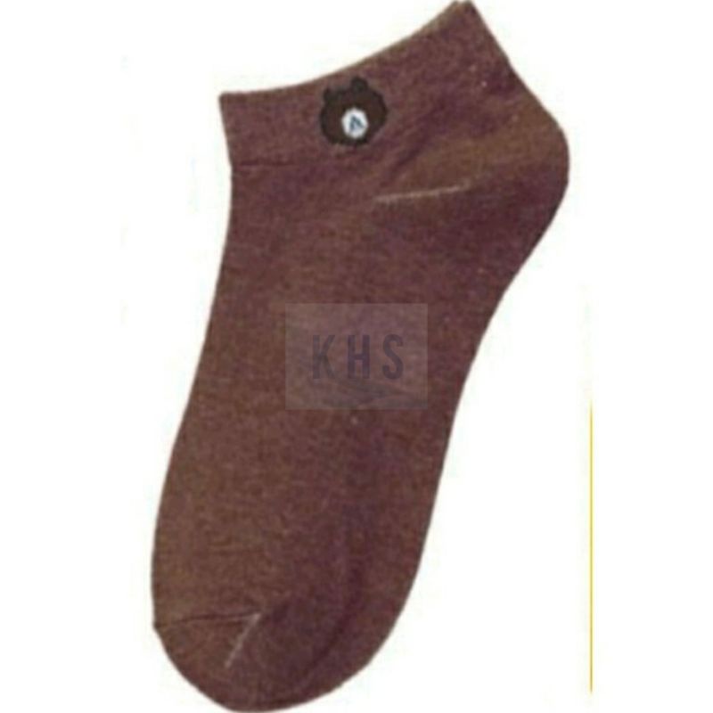 Kaos Kaki Pendek Semata Kaki Ankle Cute Short Socks Bear KaosKaki BUNGA POLOS BERUANG MURAH KHS-BERUANG - COKLAT