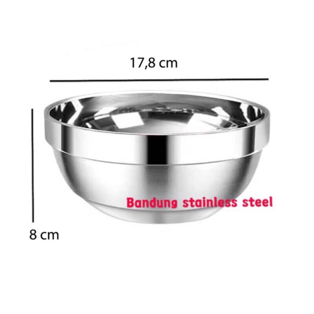 Mangkuk mangkok stainless 18cm China bowl 2 lapis anti panas murah
