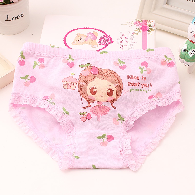 ❤ MIMI ❤ Celana dalam anak perempuan segitiga Motif rumbai lucu Girly rabbit cherry IMPORT