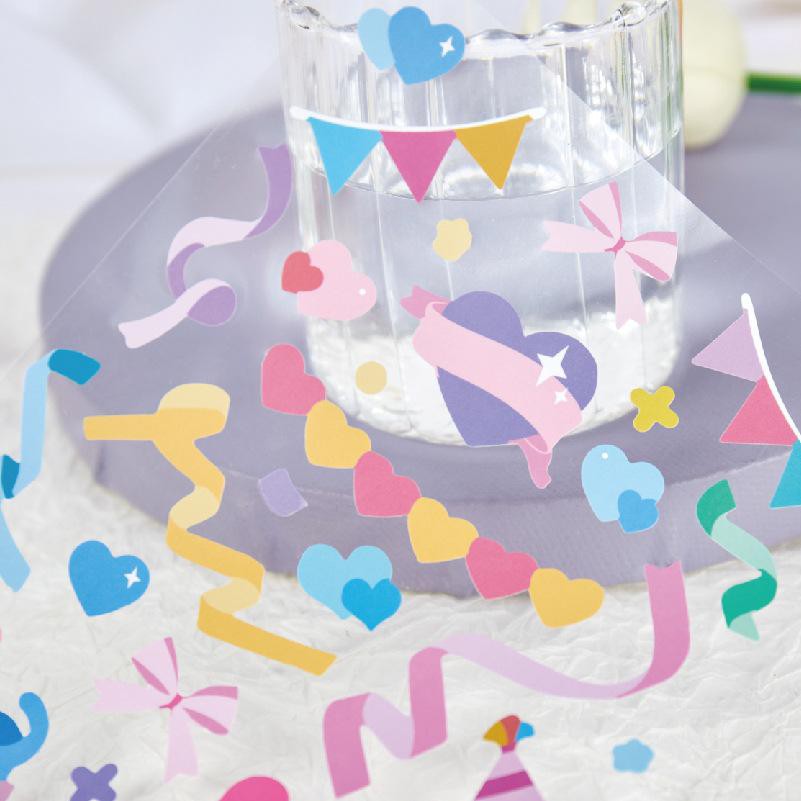 [MILOLI] 1Pc PARTY RIBBON Stiker Hias Deco Jurnal Scrapbook DIY Planner - B0133-2