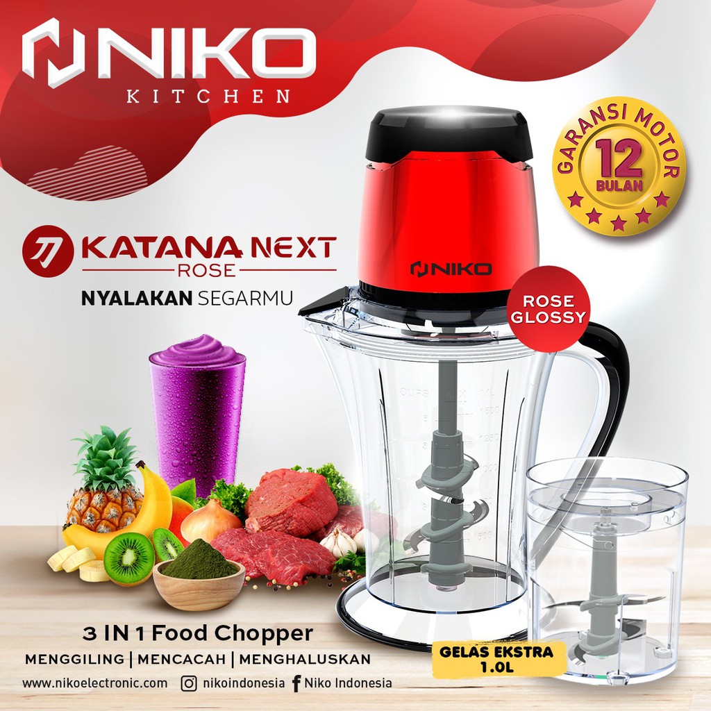 Niko Chopper Katana NEXT ROSE 3In1 Food Chopper 350 Watt