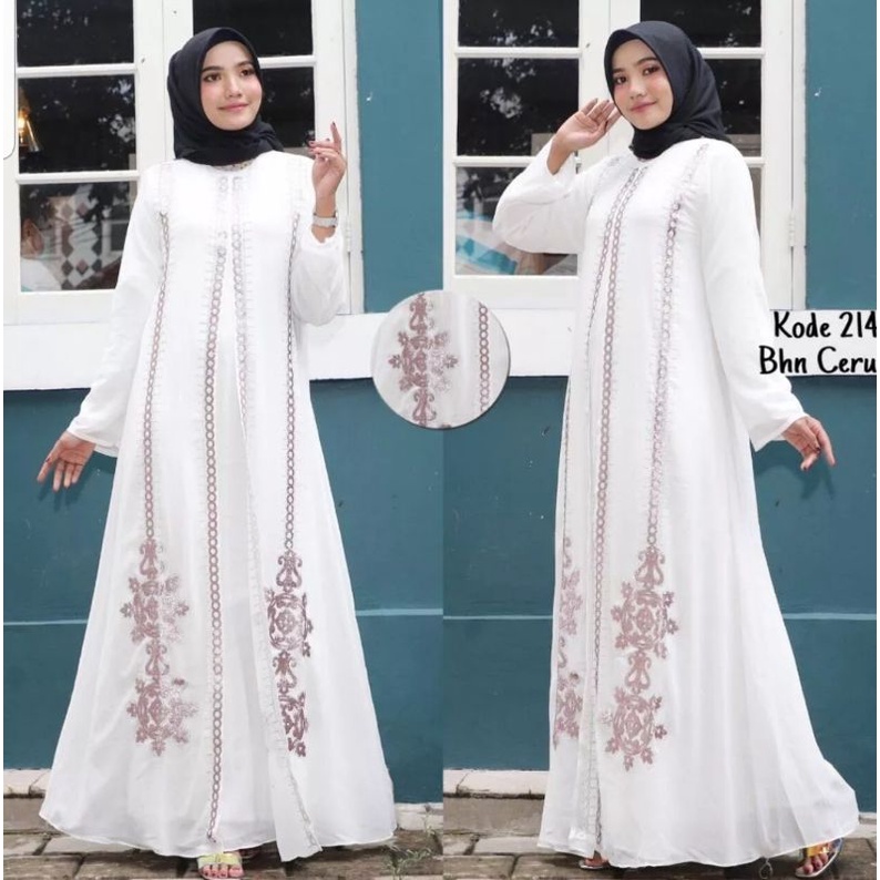 Kk Gamis Putih Pesta Modern 2022//Baju seragam Pernikahan//Gamis putih bahan Ceruty