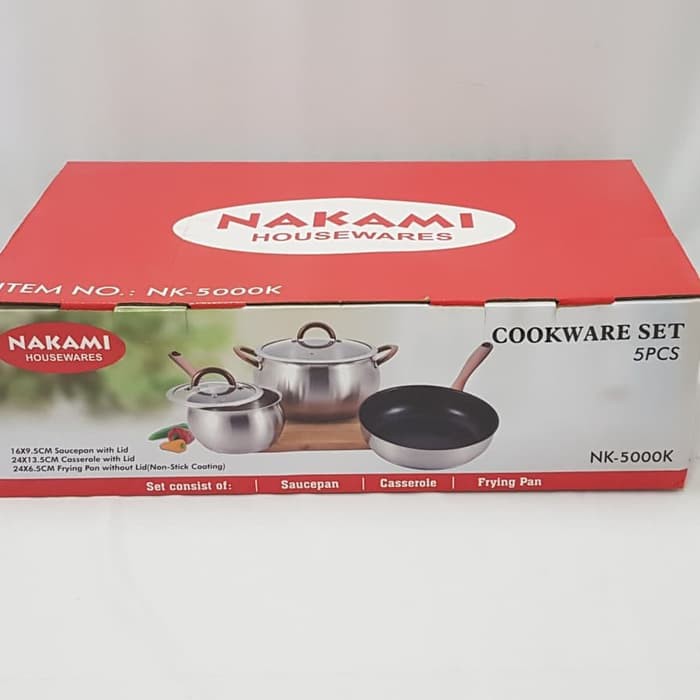 Panci Set Stainless Nakami NK-5000K (Bisa Kompor Induksi)