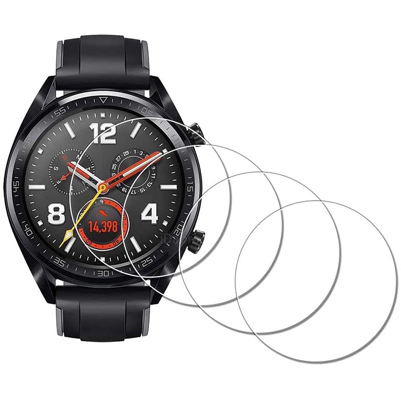 For 1pc Pelindung Layar Tempered Glass Full Cover Hd Bening Anti Gores Untuk Huawei Watch Gt / Gt2