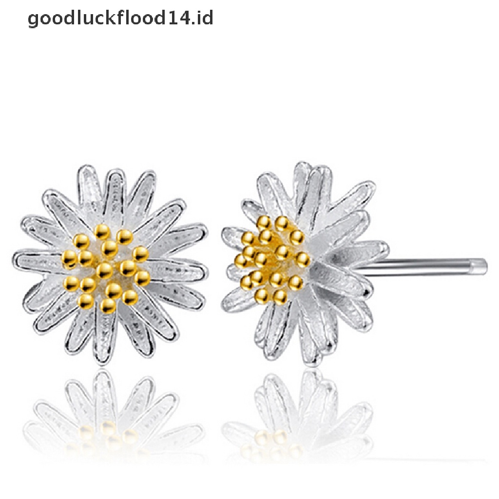 [OOID] Fashion Jewelry 925 Sterling Silver Chrysanthemum Daisy Shape Ear Stud Earrings ID